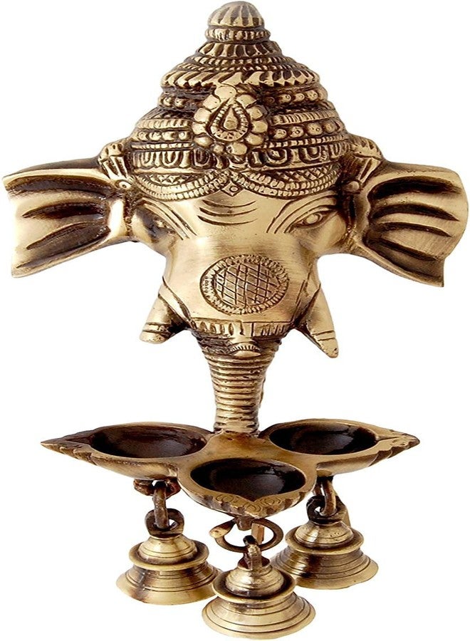 RAAVEE مصباح غانيشا معدني معلق على الحائط من رافي، مزين بأجراس، لتزيين المنزل، مصباح زيتي ذهبي معلق، هدية مثالية لعيد ديوالي، مصباح ديوالي، جرس للعبادة، ديكور معبد، قياسي، عبوة من قطعة واحدة - Image 3
